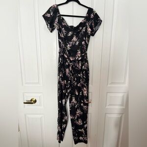 Dynamite Black Floral Jumpsuit